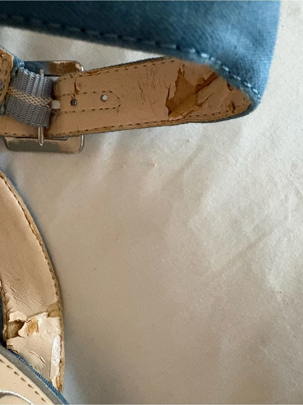 Jessica Simpson Blue Embroidered Espadrille Wedge Sandals with silver studs Trim